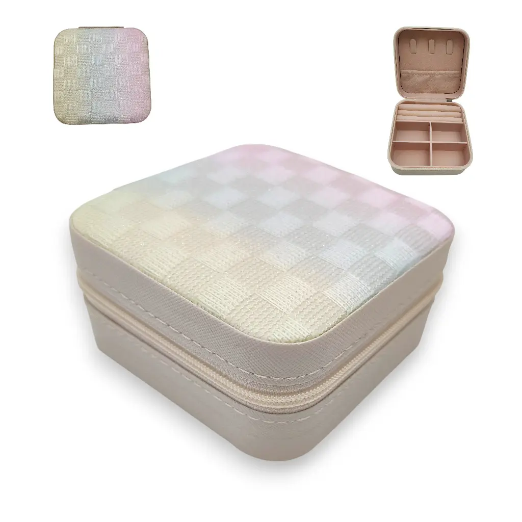 [alh167791] Joyero Compact Mini Tornasol (Blanco Perla)