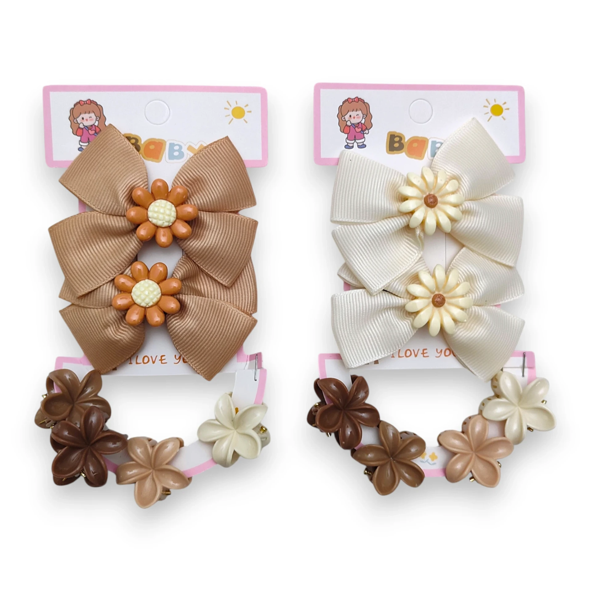 [HEB218406] Set de Moños y Mini Pinzas Flora