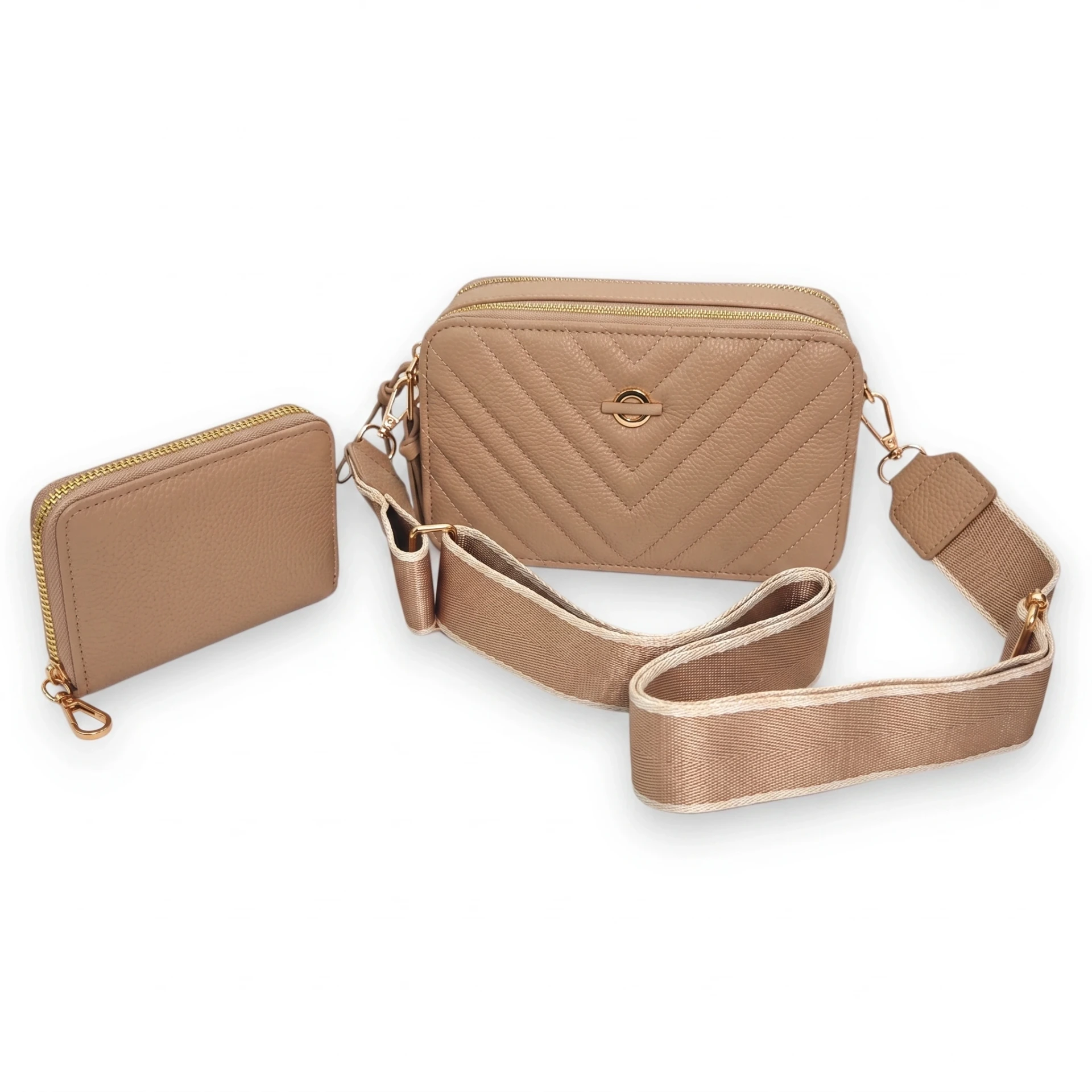 [BAN519304] Bandolera Matelassé Urban Set (Nude Oscuro)