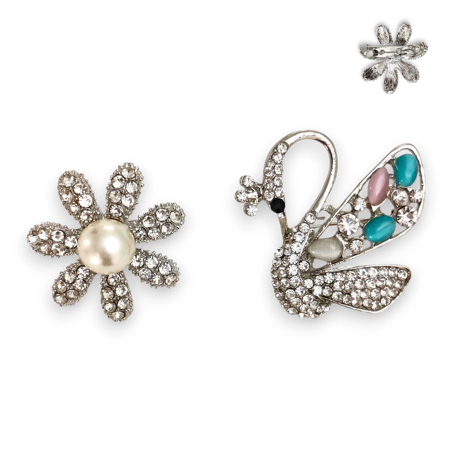 Prendedor Floral y Cisne