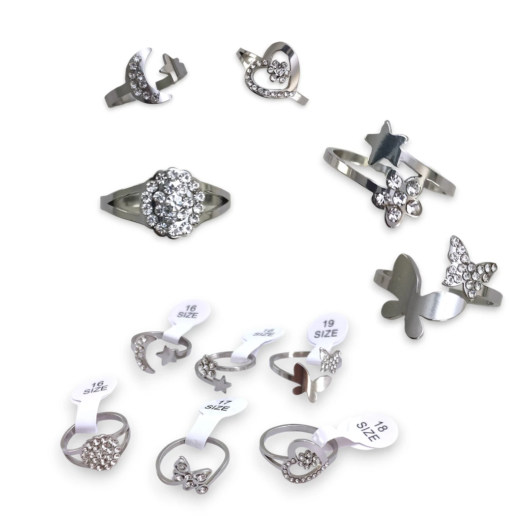 Anillo Acero con Strass