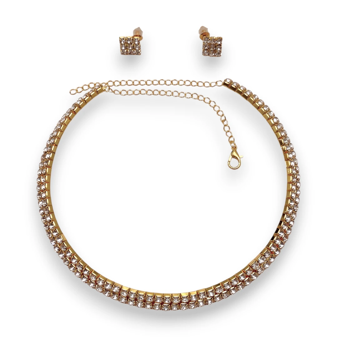 Set Collar Choker y Aros Strass