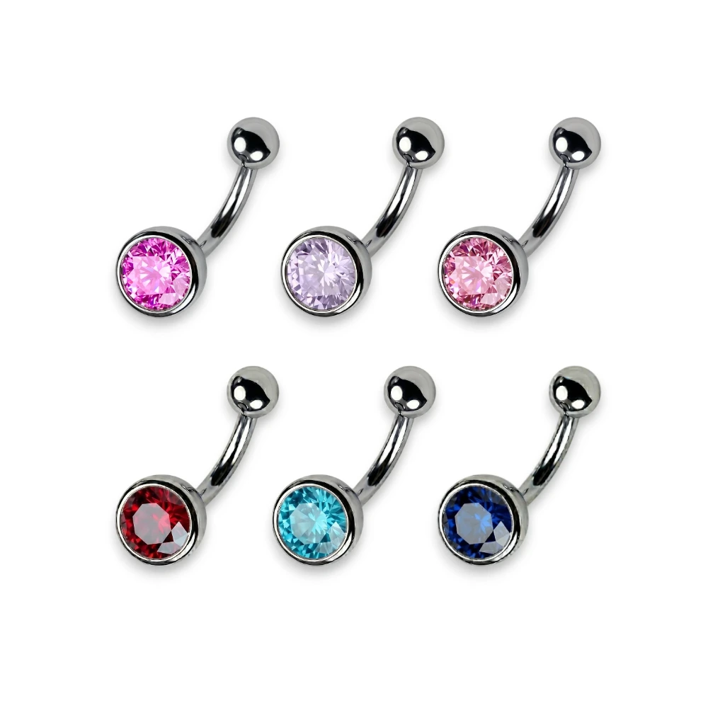 [PIE1XL631] Piercing Ombligo Strass Redondo (Multicolor)