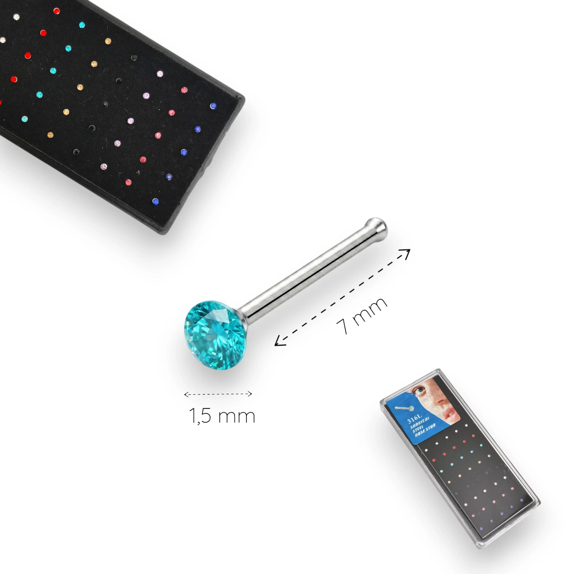 Piercing Nariz Strass Recto 1.5