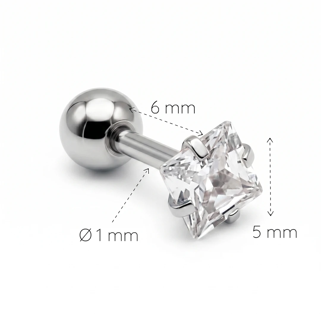 Piercing Cristal Cuadrado