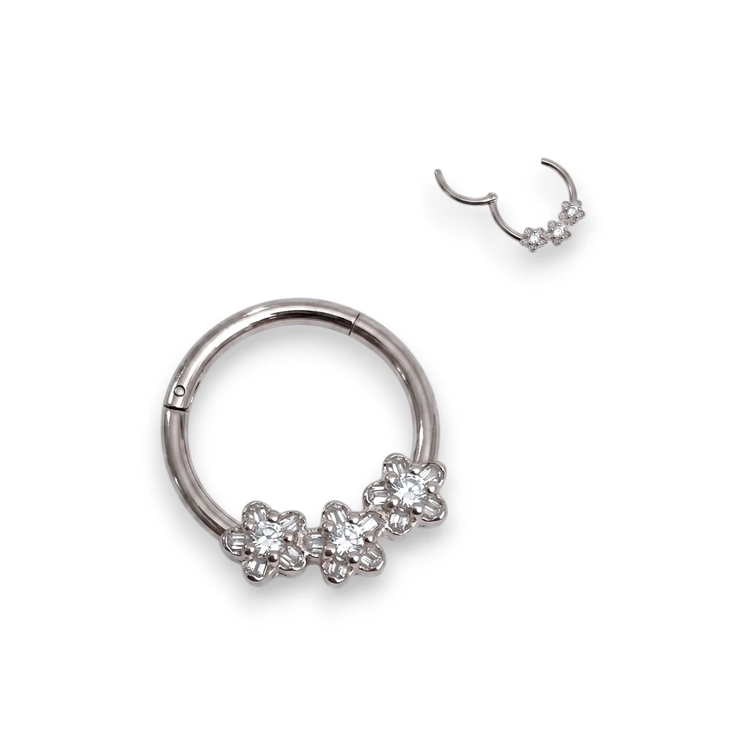 Piercing Clicker Flores Strass