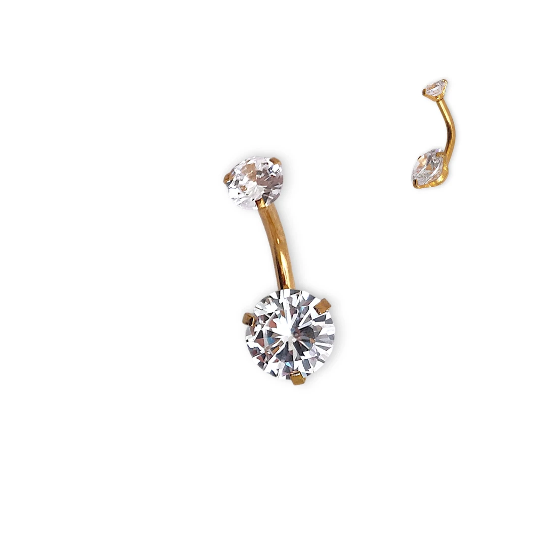 [PIES4G6ZY] Piercing Ombligo Redondo Doble Strass Dorado