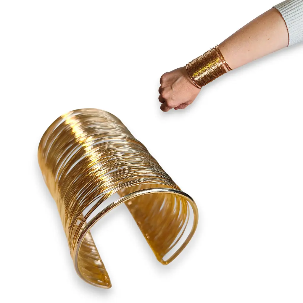 Brazalete Abierto Multi-Aros Dorado