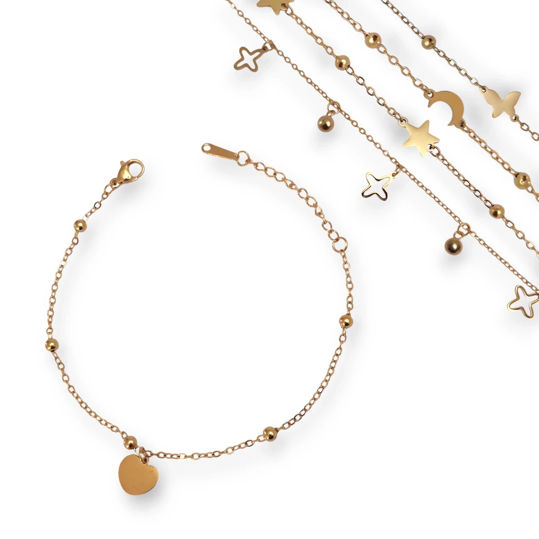 [PLS492837] Pulsera Corazón Y Estrellas