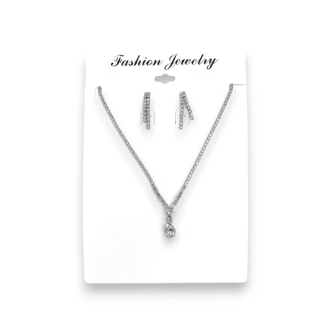 [CON834912] Conjunto Gargantilla Y Aros Strass 0