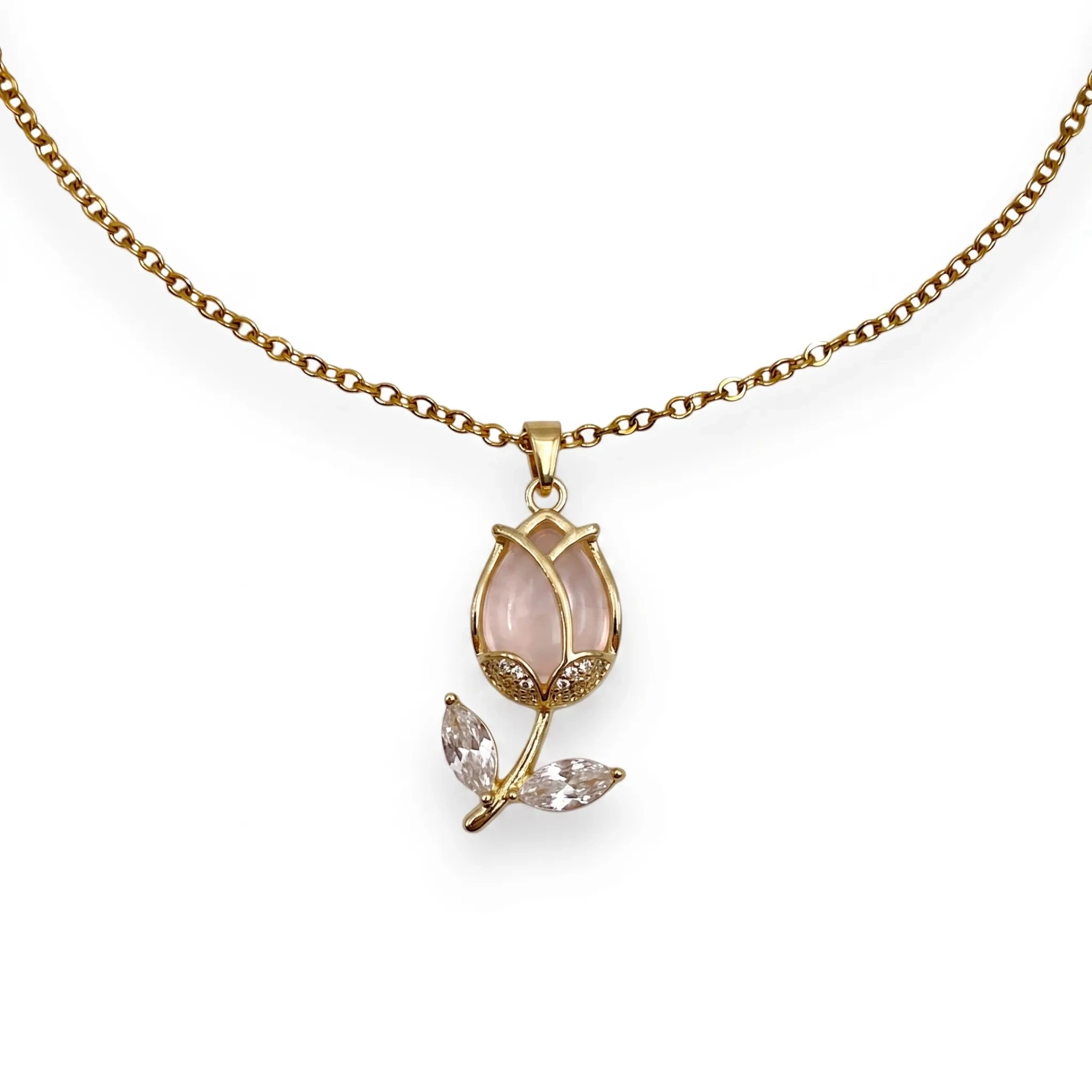 [COL7460B3] Collar Tulipán Minimalista (Rosa Soft)
