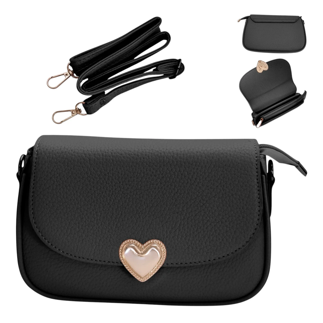 [BAN926672] Bandolera Corazón Chic (Negro)