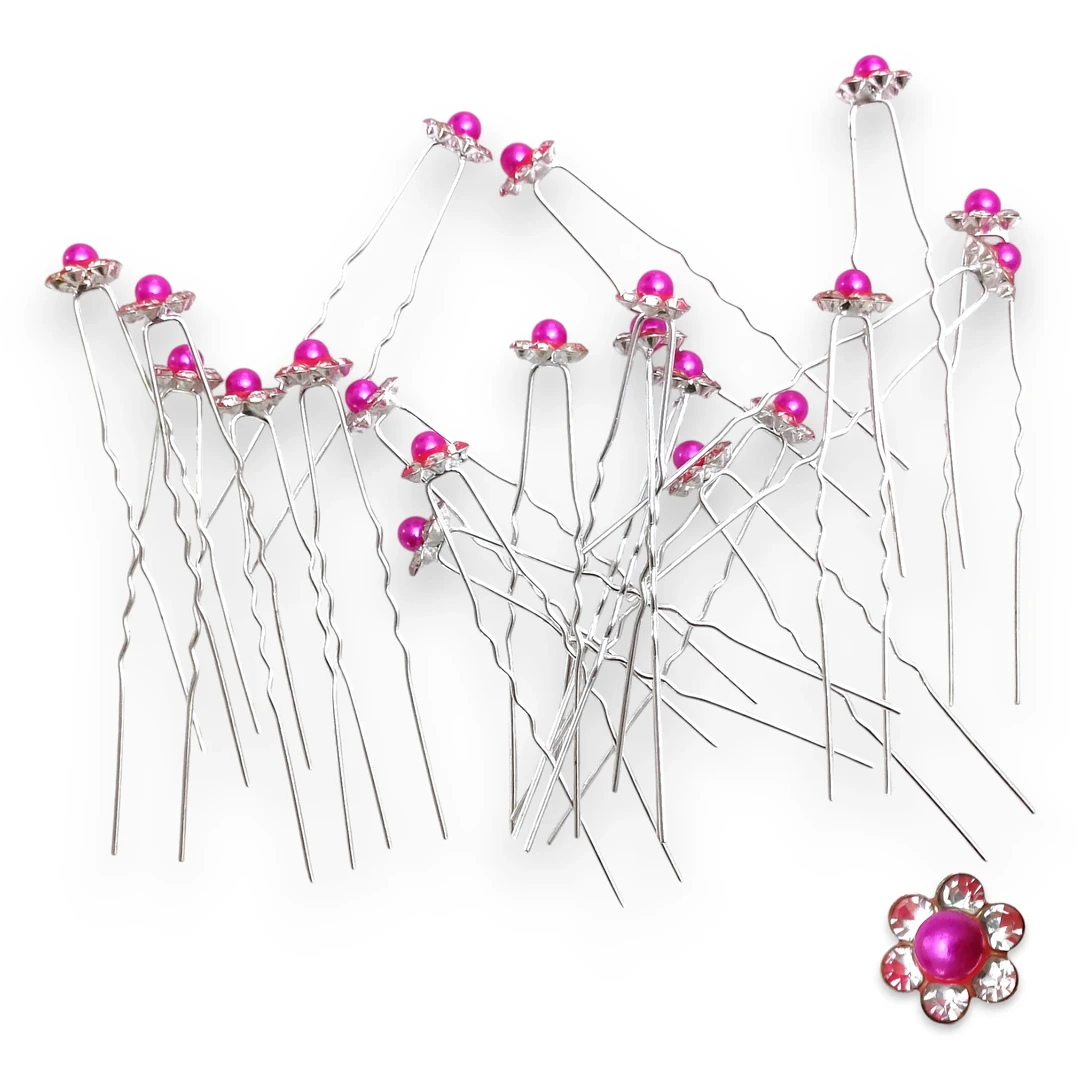 [HOR890123] Horquilla Flor Perla Fucsia