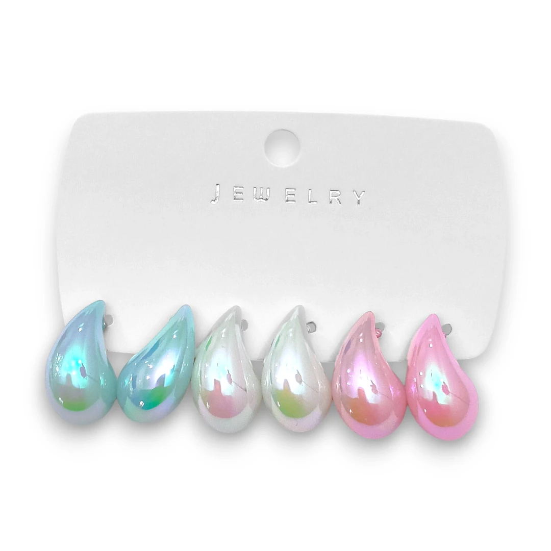 Aros Gota Iridiscente X 3