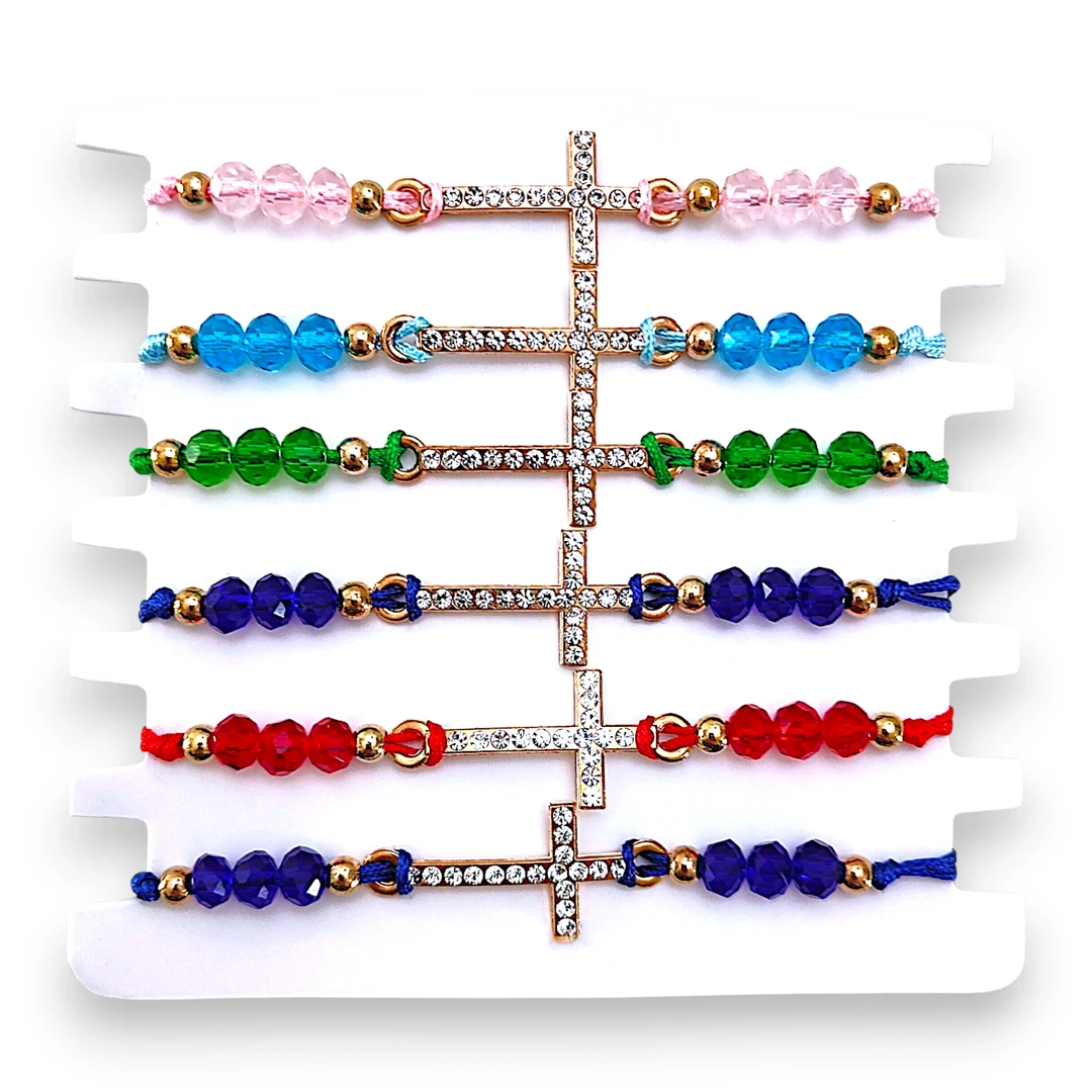 Pulsera Cristales Cruz X 6