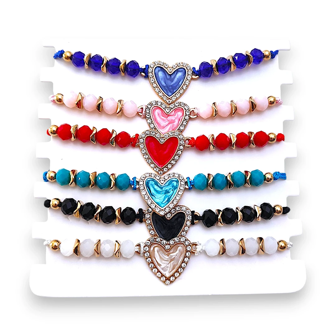 Pulsera Corazón Brillante X 6