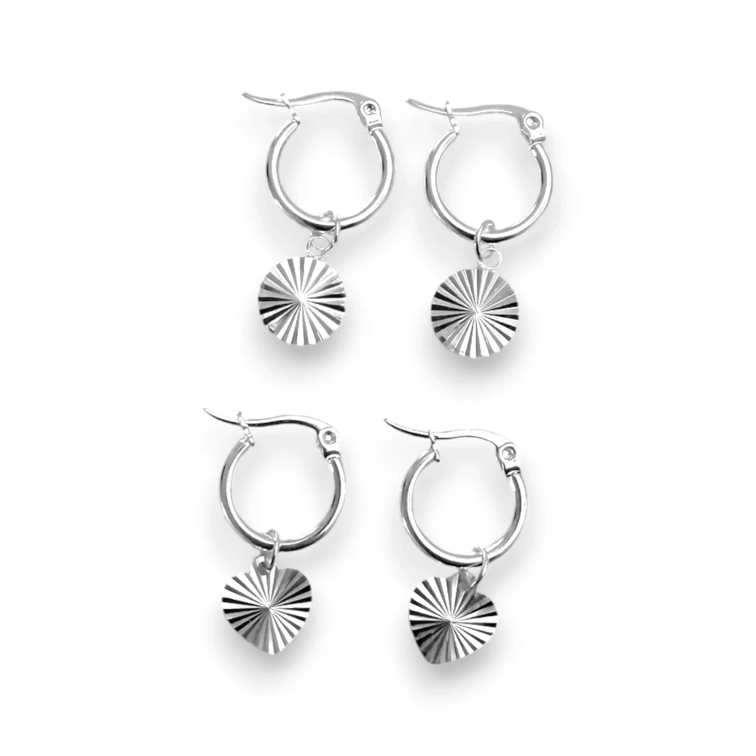 Aros Argollas Colgantes Plisados