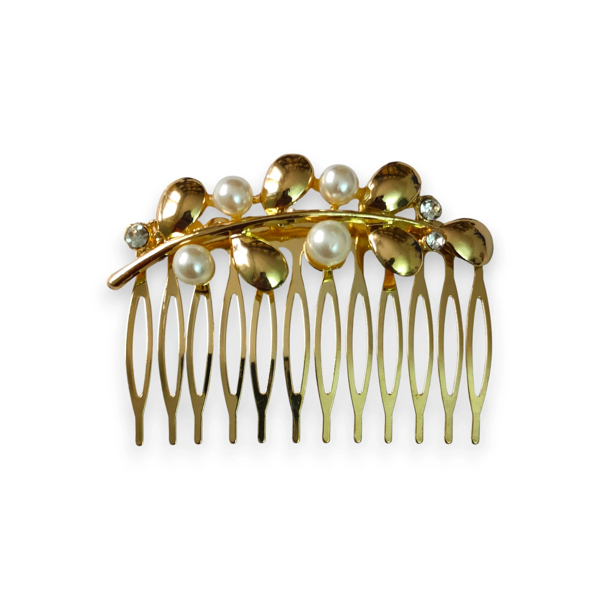Peineta Hoja & Perlas Glam