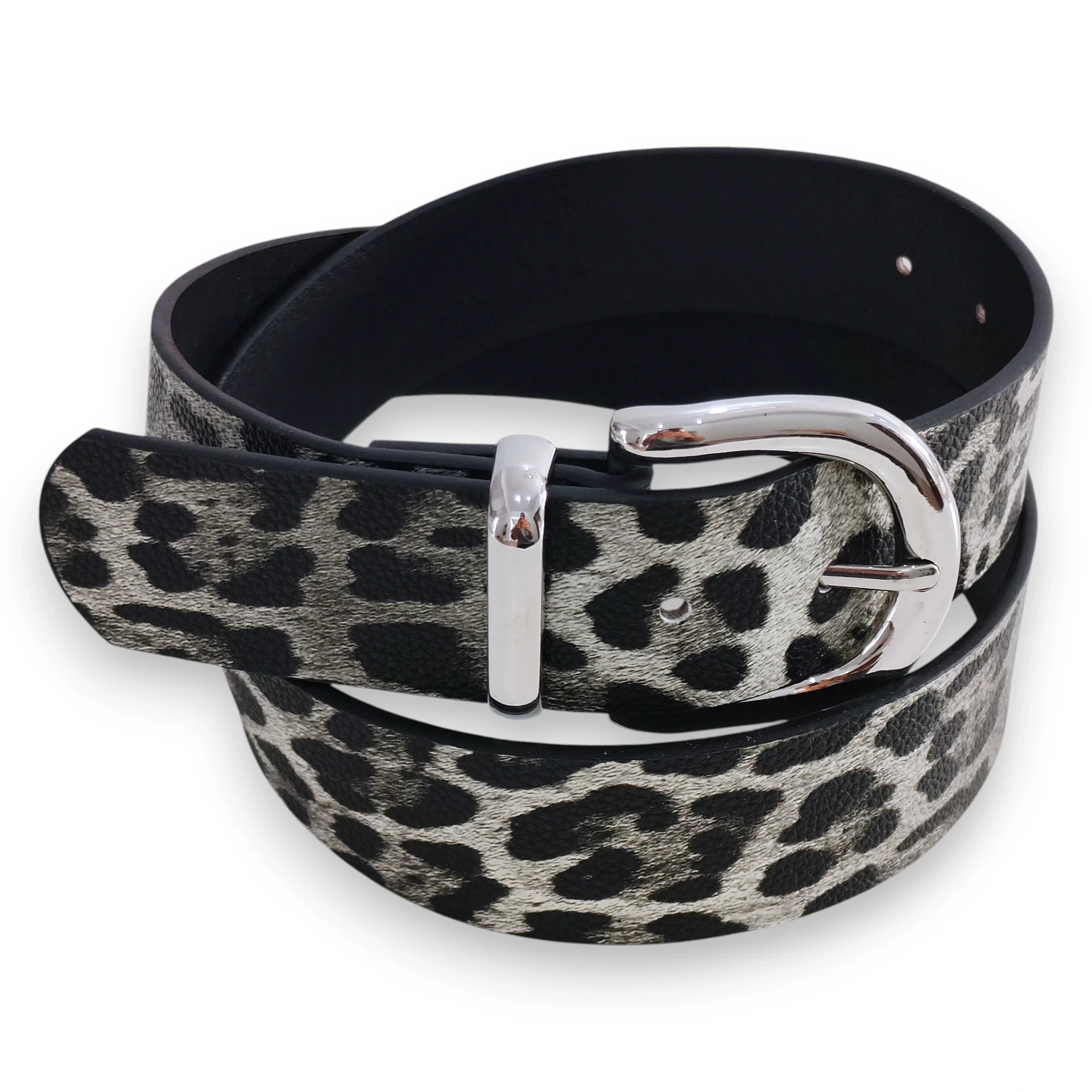 [CIN824050] Cinto Animal Print con Hebilla Grande (Snow Leopard)