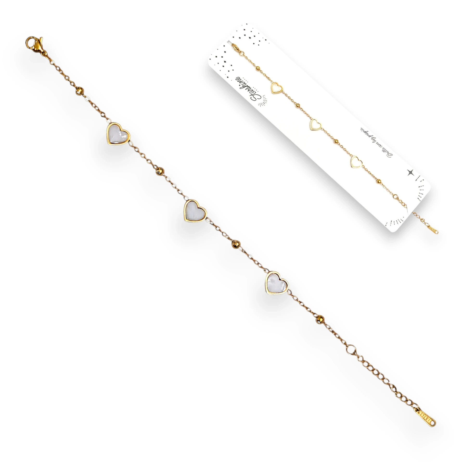 Pulsera Hearts & Beads Delicada