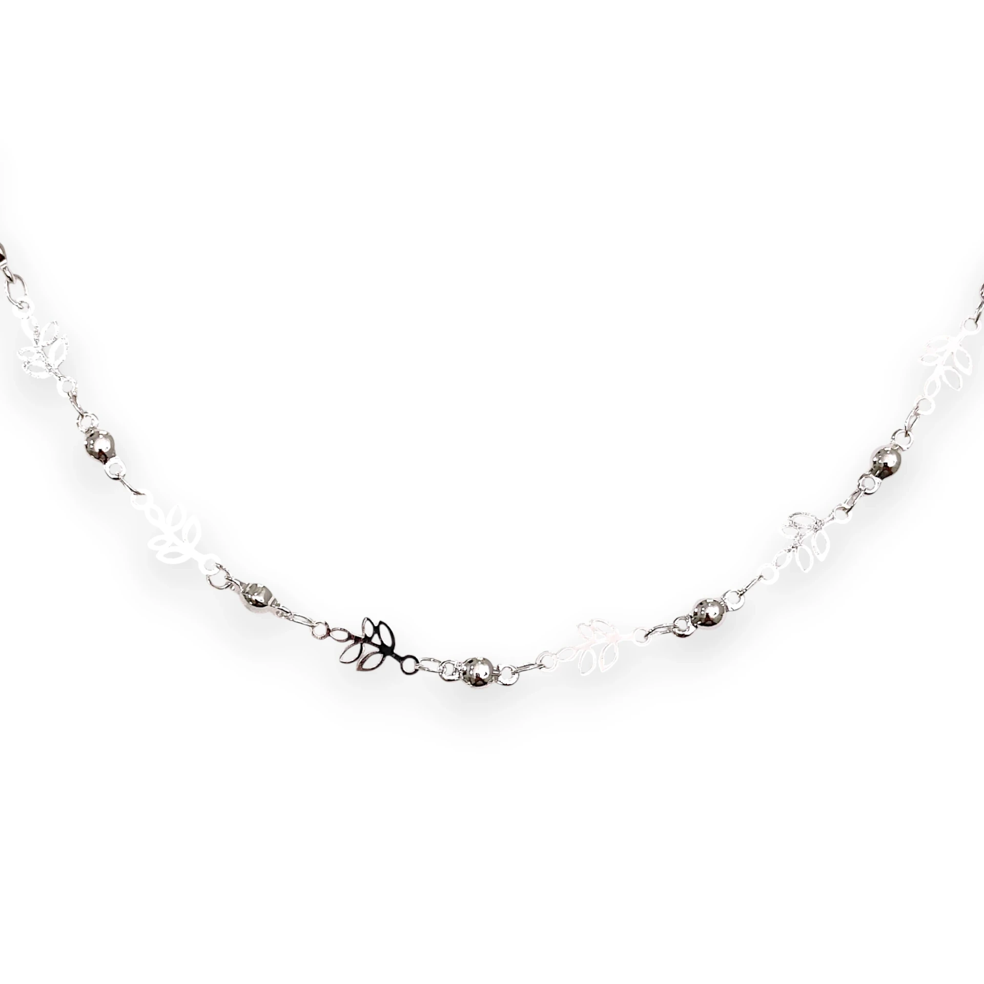 [COL412703] Collar Leaves & Beads Nature